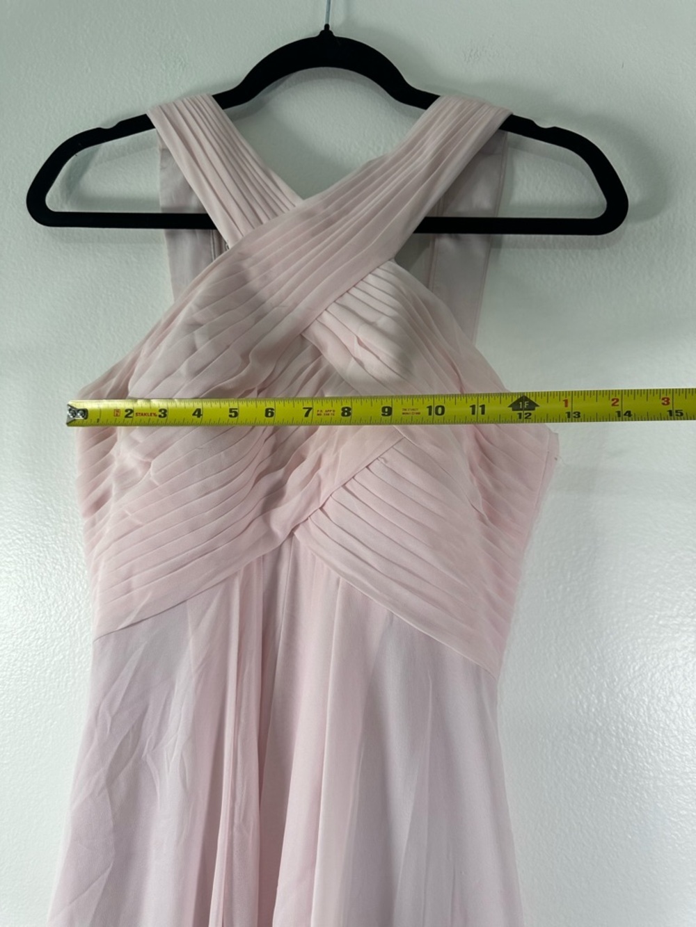 Azazie Bridesmaid Dress Blush Pink Chiffon Halter Pleated A-Line XS S - Picture 11 of 13
